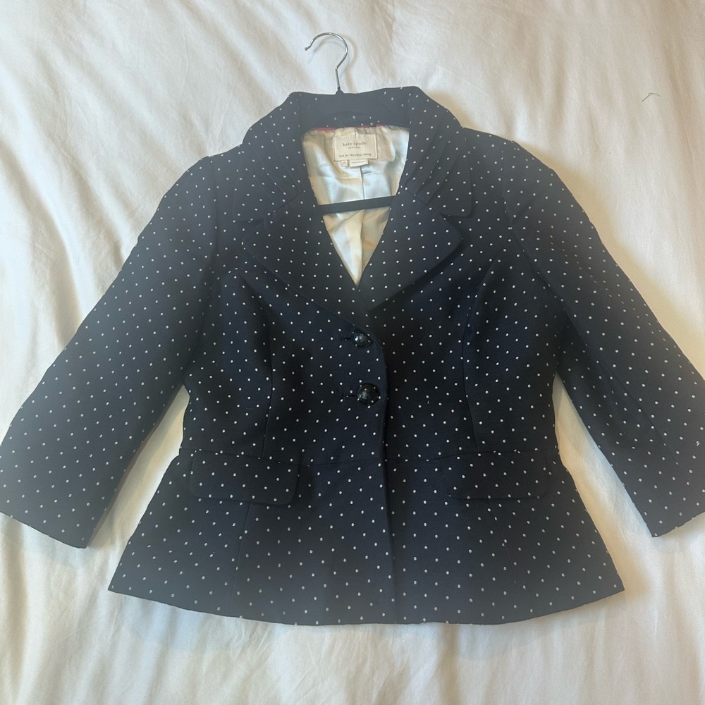 Kate Spade Peplum Two Button Polka Dot Blazer